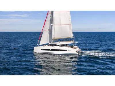 Comfort, a Fountaine Pajot FP 48 catamaran at Capo d'Orlando, Italy