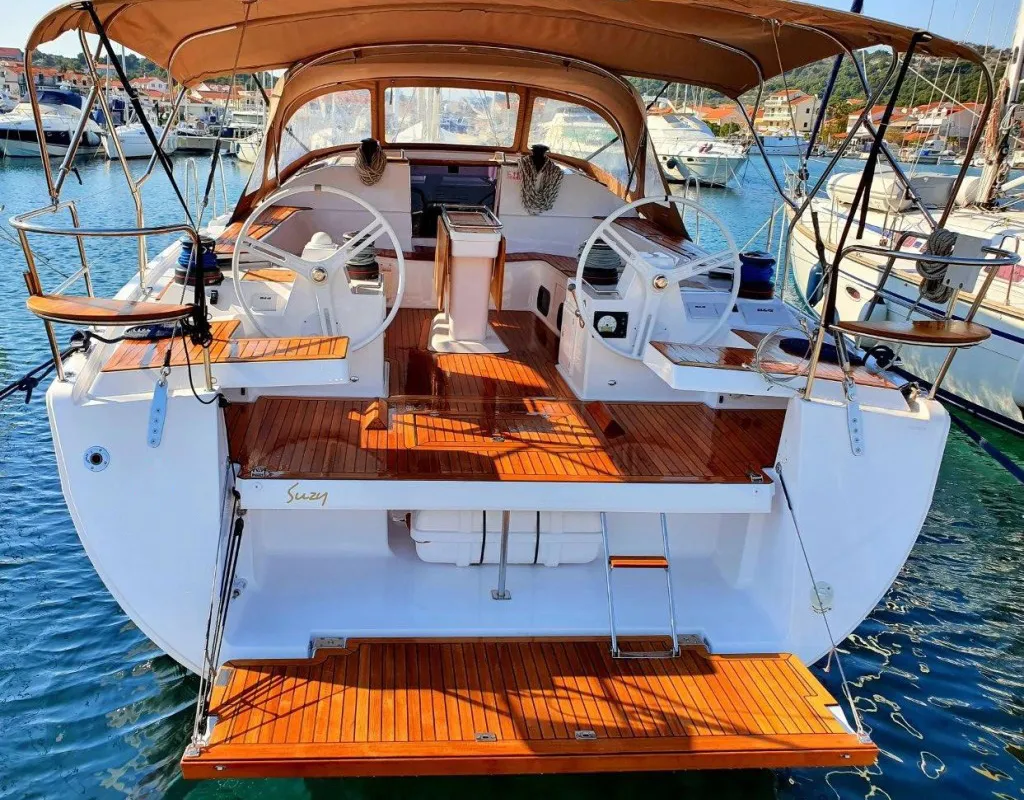 Suzy, a Elan Impression 50 sailboat at Grad Biograd na Moru, Croatia