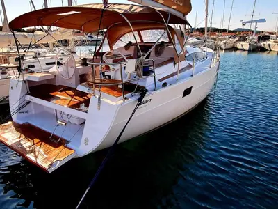 Suzy, a Elan Impression 50 sailboat at Grad Biograd na Moru, Croatia