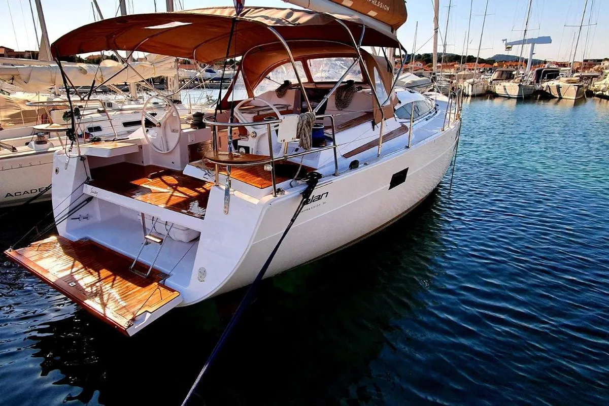 Suzy, a Elan Impression 50 sailboat at Grad Biograd na Moru, Croatia