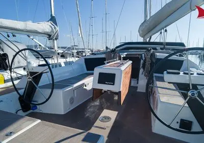 Cockpit of Chipon, a Dufour 430 sailboat at Plan-d'Aups-Sainte-Baume, France