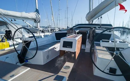 Cockpit of Chipon, a Dufour 430 sailboat at Plan-d'Aups-Sainte-Baume, France