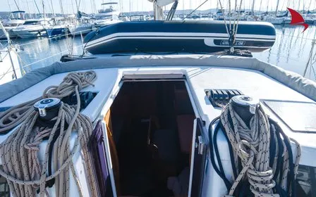 Deck of Chipon, a Dufour 430 sailboat at Plan-d'Aups-Sainte-Baume, France