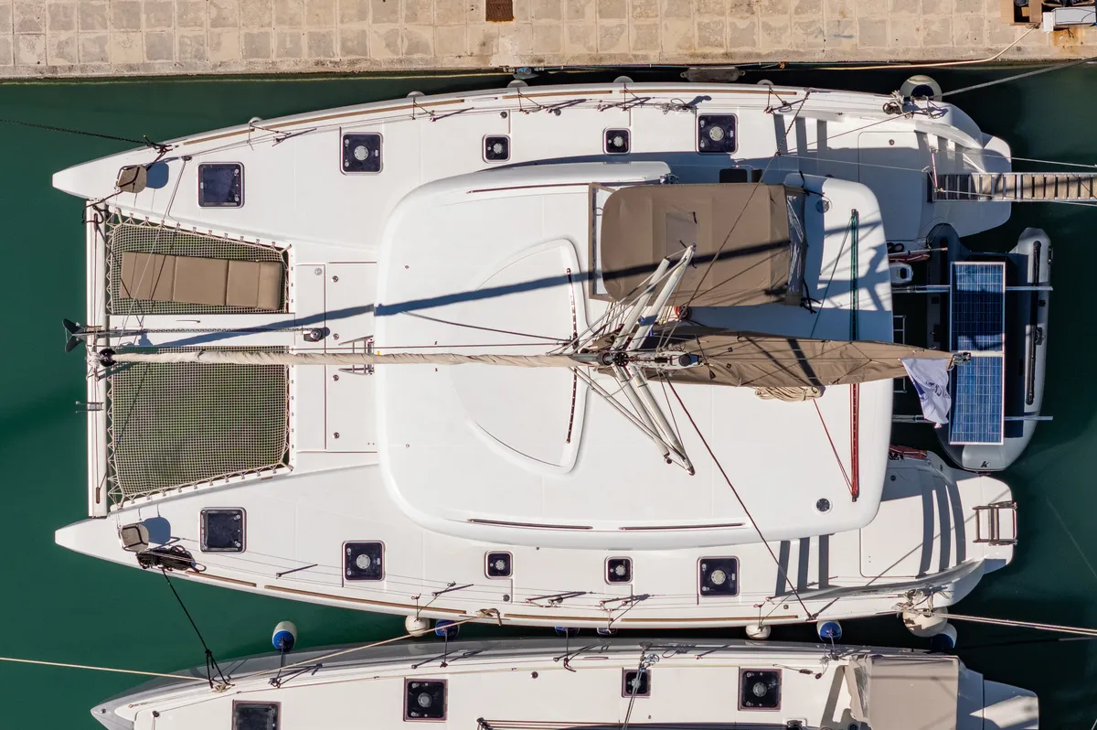 Exterior view of Deep Blue, a Lagoon 39 catamaran at Municipal Unit of Lefkada, Greece