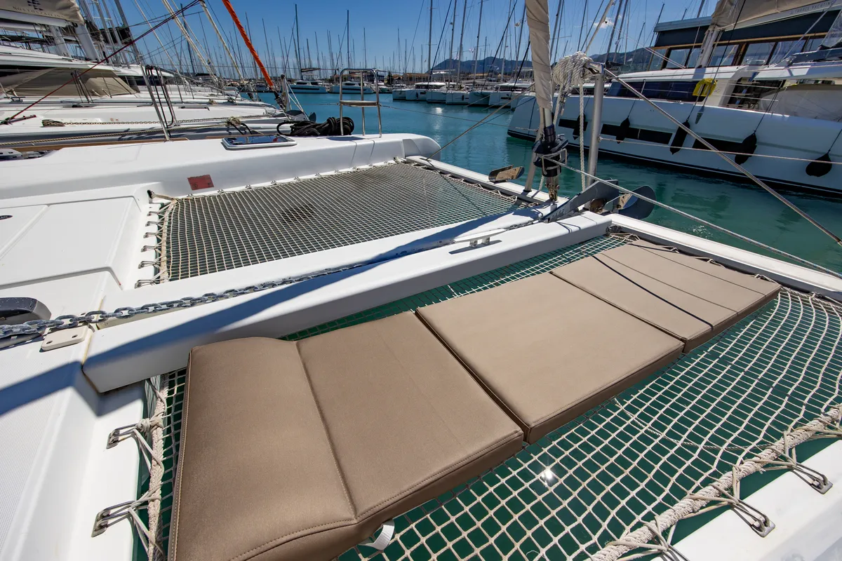 Deck of Deep Blue, a Lagoon 39 catamaran at Municipal Unit of Lefkada, Greece