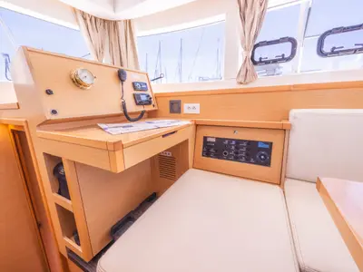 Salon of Deep Blue, a Lagoon 39 catamaran at Municipal Unit of Lefkada, Greece