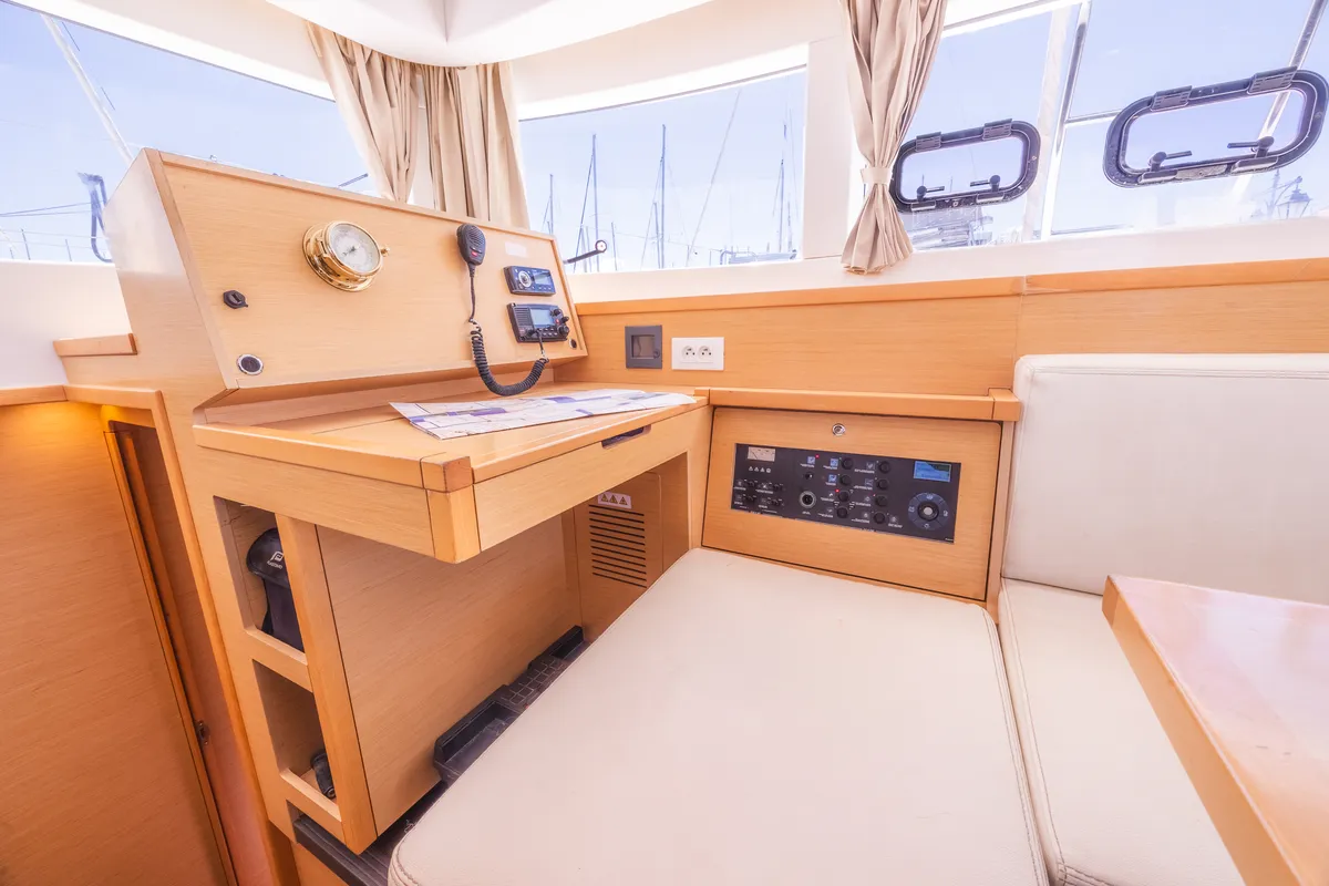 Salon of Deep Blue, a Lagoon 39 catamaran at Municipal Unit of Lefkada, Greece
