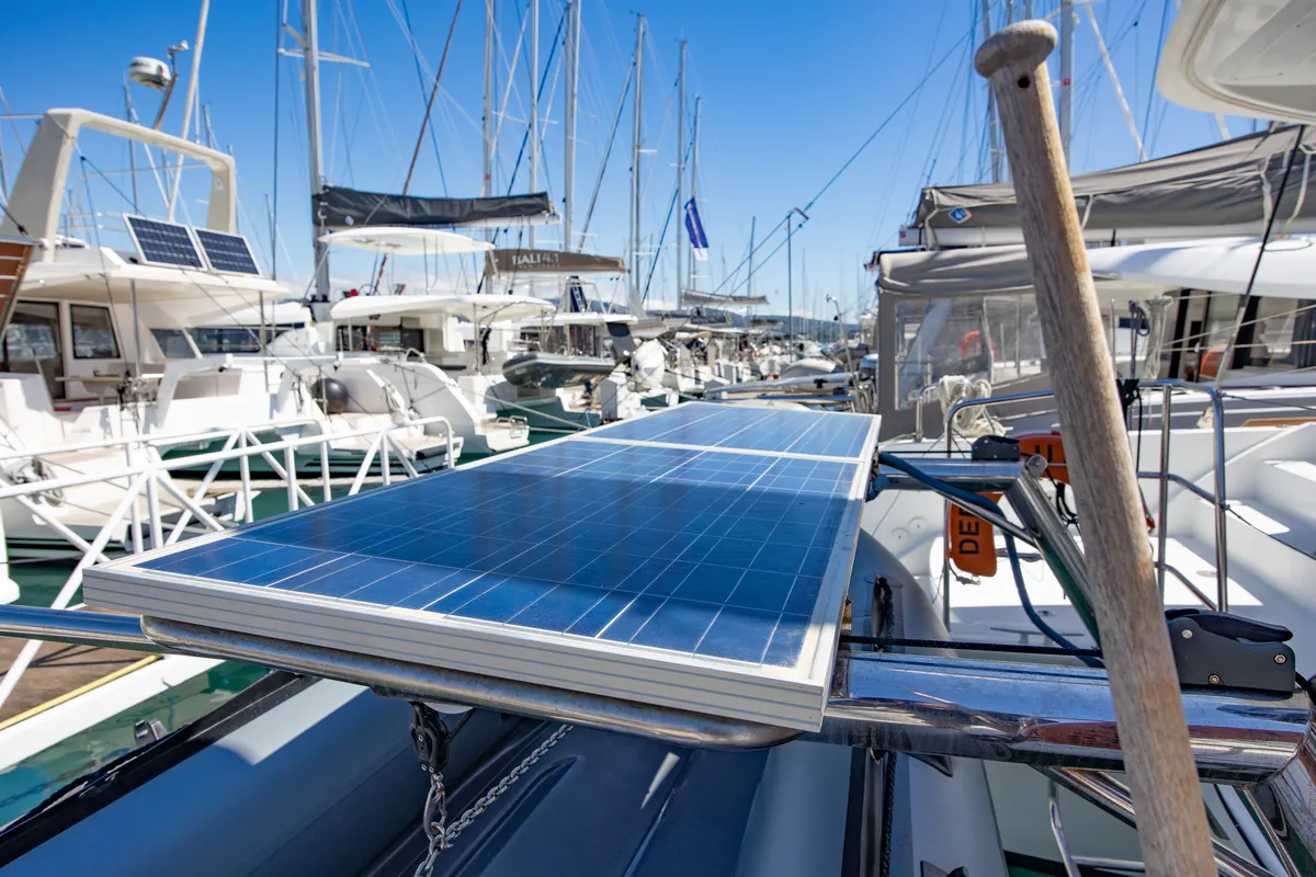 Exterior view of Deep Blue, a Lagoon 39 catamaran at Municipal Unit of Lefkada, Greece