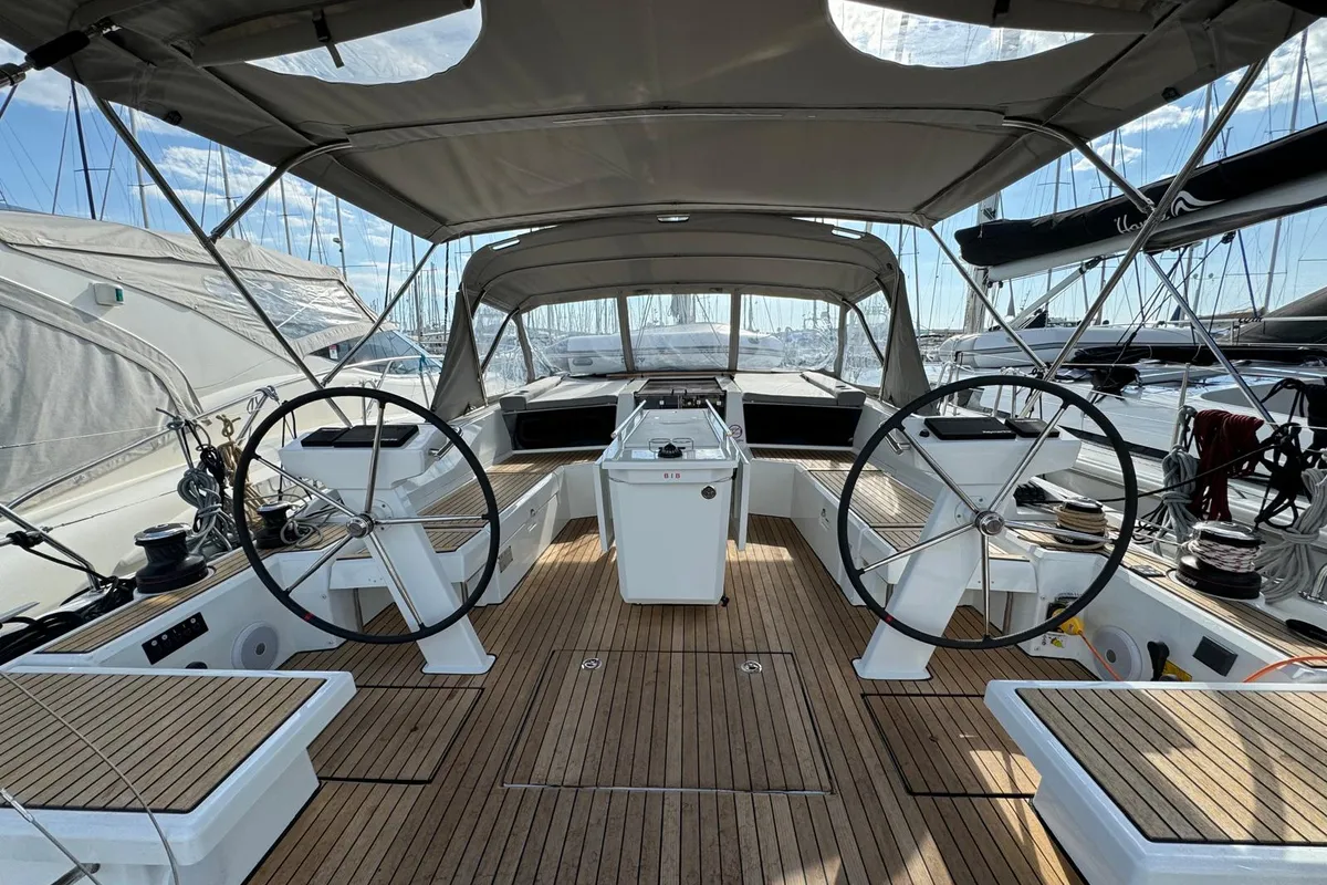 Exterior view of Miraculix, a Beneteau Oceanis 46.1 sailboat at Grad Biograd na Moru, Croatia