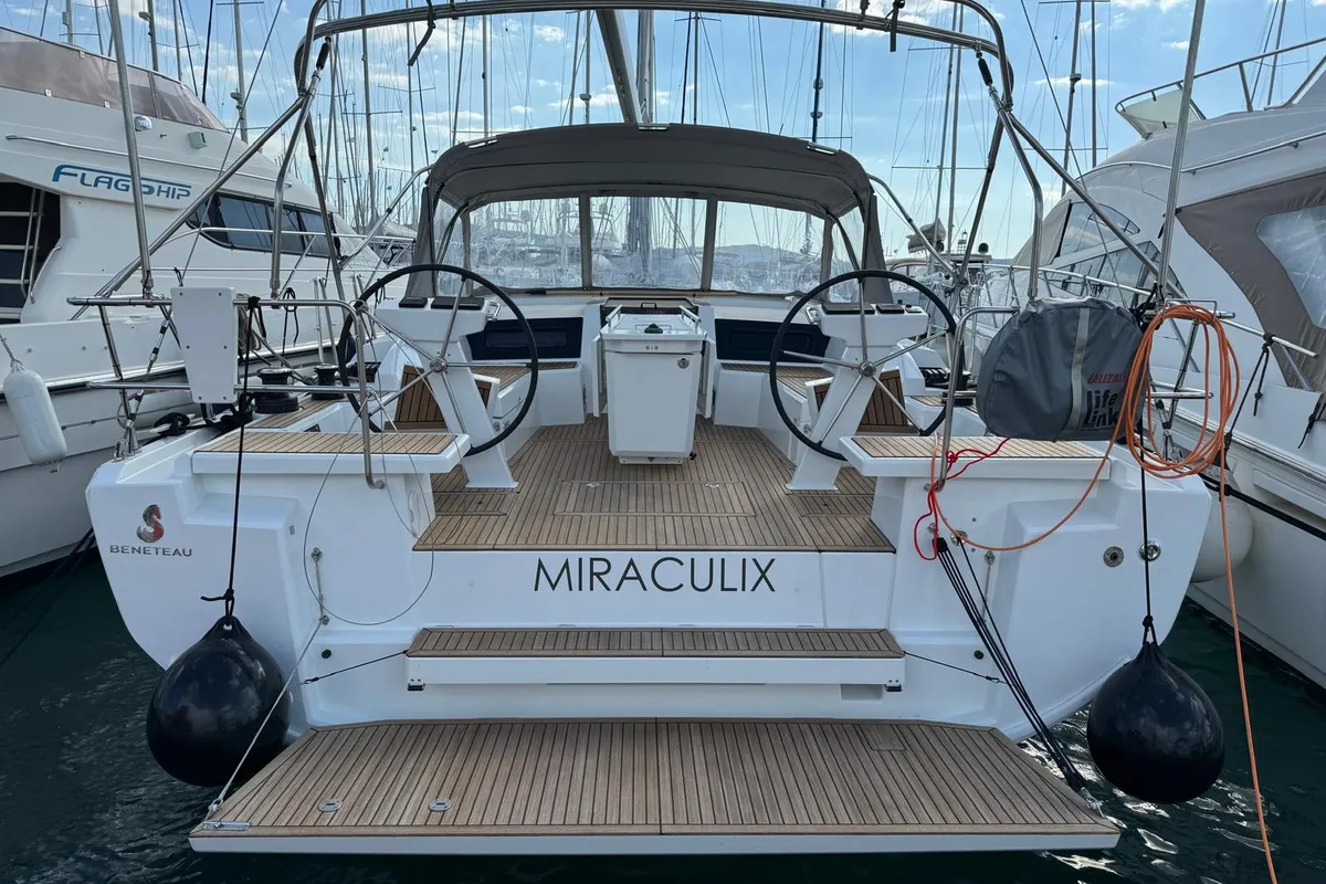 Cockpit of Miraculix, a Beneteau Oceanis 46.1 sailboat at Grad Biograd na Moru, Croatia