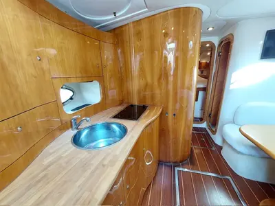 Galley of Notorius, a Mira 40 motorboat at Olbia, Italy