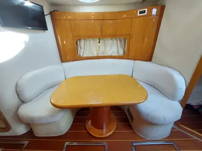 Salon of Notorius, a Mira 40 motorboat at Olbia, Italy