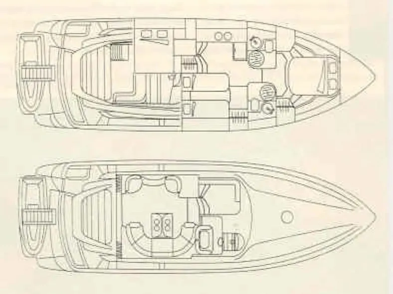 Floor plan of Klara, a Sunseeker Manhattan 48 motorboat at Kaštela, Croatia