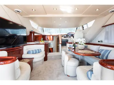 Salon of Klara, a Sunseeker Manhattan 48 motorboat at Kaštela, Croatia