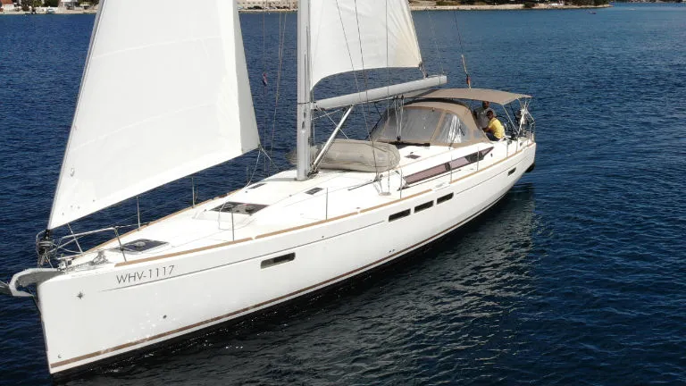 Exterior view of Elsa, a Jeanneau Sun Odyssey 519 sailboat at Rogoznica, Croatia