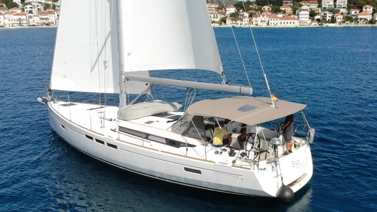 Exterior view of Elsa, a Jeanneau Sun Odyssey 519 sailboat at Rogoznica, Croatia