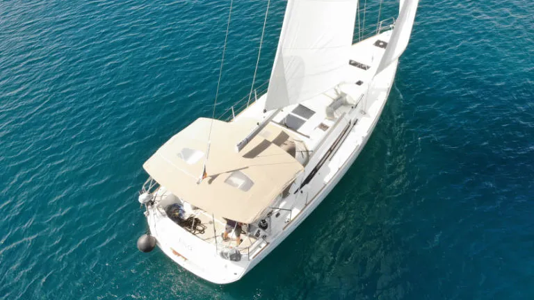 Exterior view of Elsa, a Jeanneau Sun Odyssey 519 sailboat at Rogoznica, Croatia