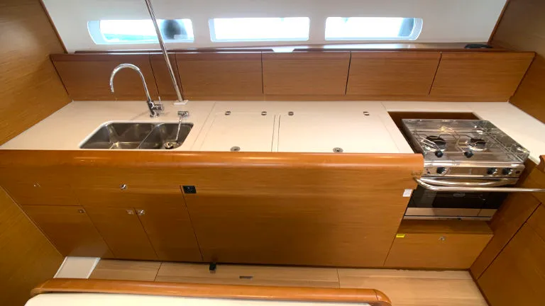 Galley of Elsa, a Jeanneau Sun Odyssey 519 sailboat at Rogoznica, Croatia