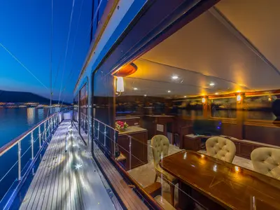 Deck of Dea Del Mare, a Custom Made Dea Del Mare motor yacht at Bodrum, Turkey