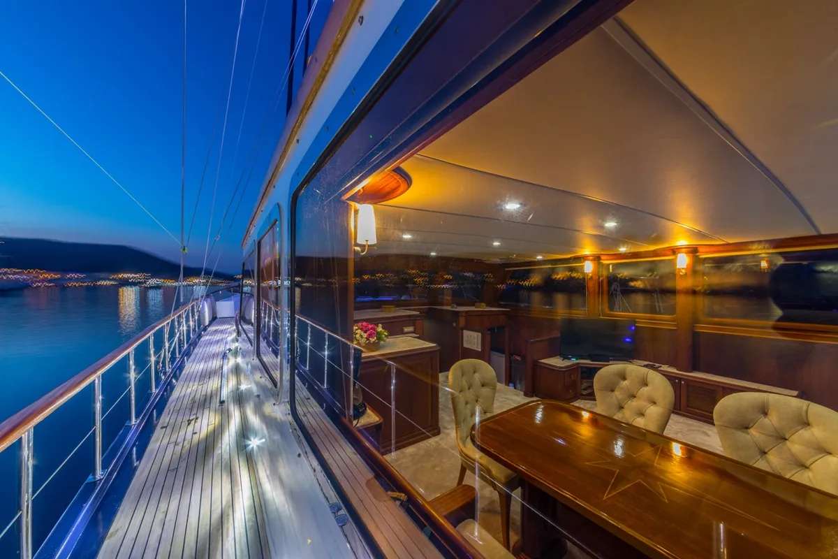 Deck of Dea Del Mare, a Custom Made Dea Del Mare motor yacht at Bodrum, Turkey