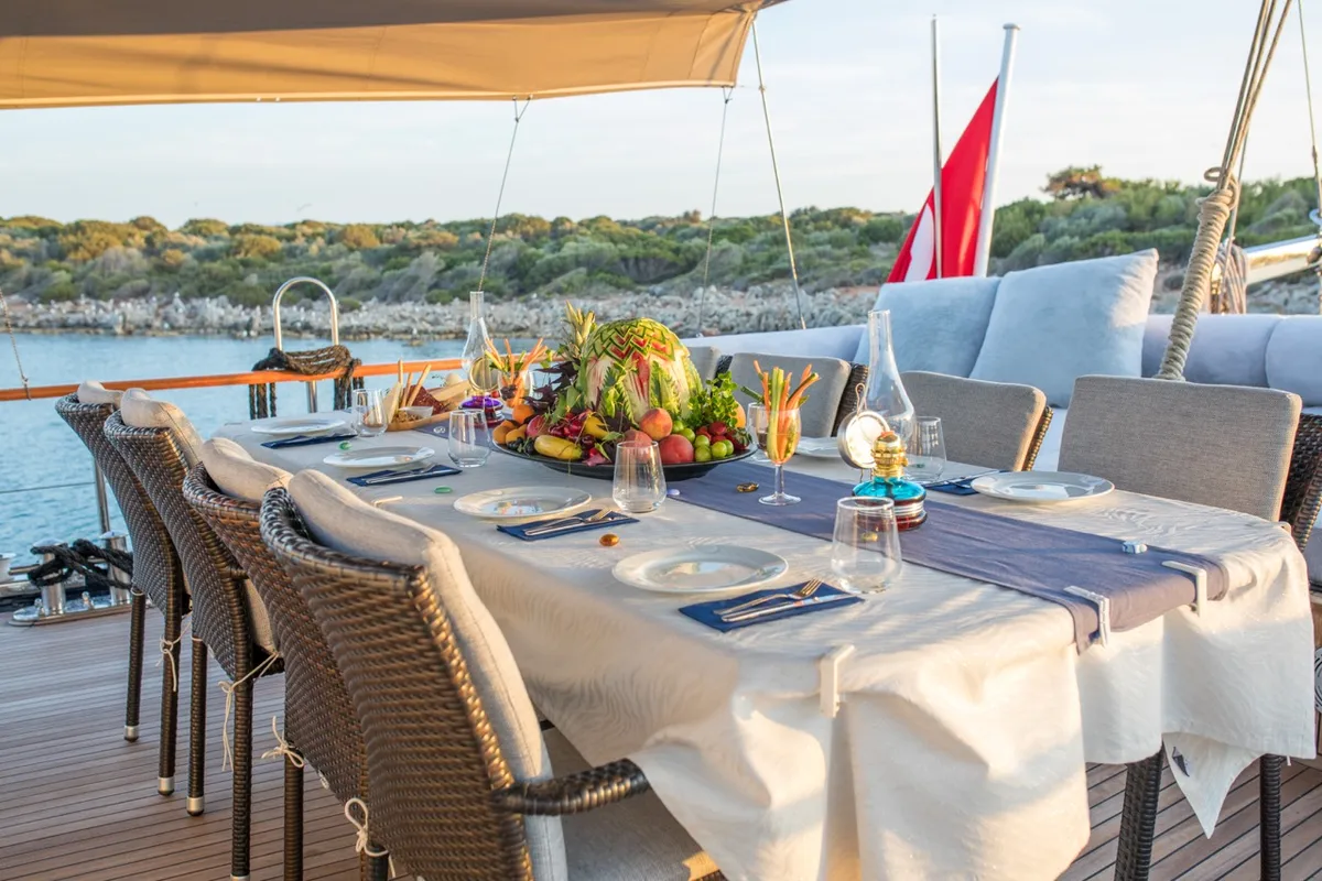 Deck of Dea Del Mare, a Custom Made Dea Del Mare motor yacht at Bodrum, Turkey