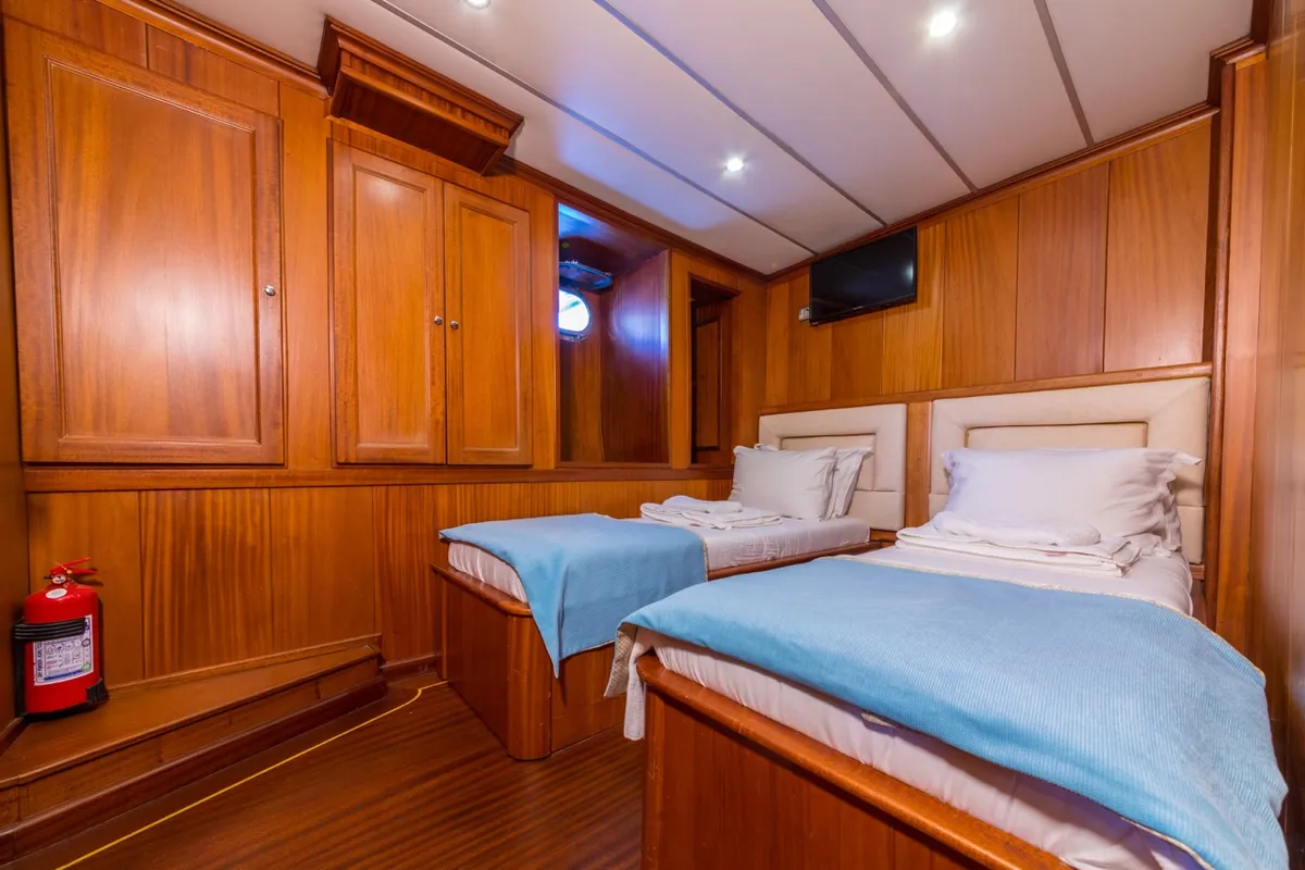 Cabin on Dea Del Mare, a Custom Made Dea Del Mare motor yacht at Bodrum, Turkey