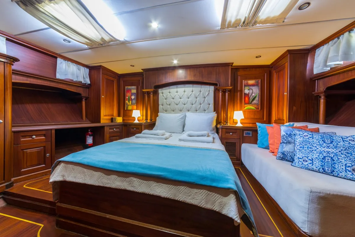 Cabin on Dea Del Mare, a Custom Made Dea Del Mare motor yacht at Bodrum, Turkey