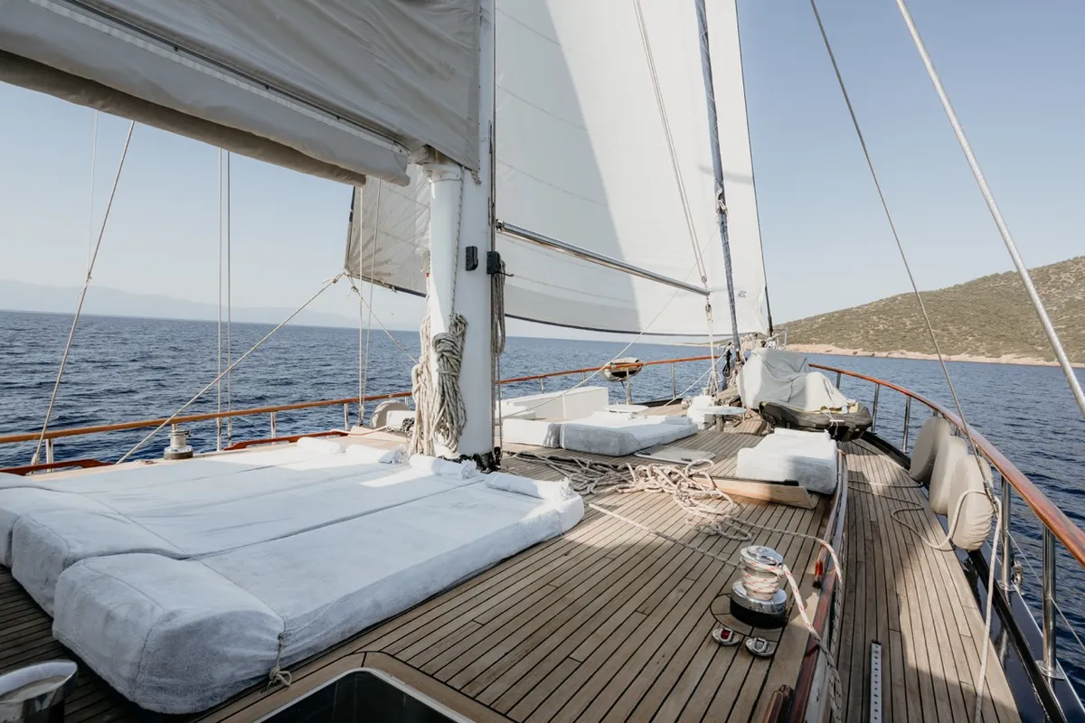 Deck of Dea Del Mare, a Custom Made Dea Del Mare motor yacht at Bodrum, Turkey
