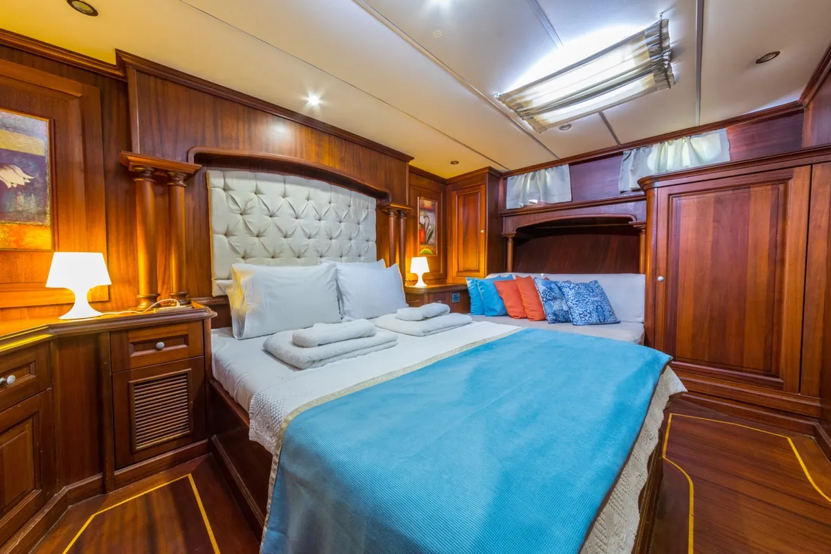 Cabin on Dea Del Mare, a Custom Made Dea Del Mare motor yacht at Bodrum, Turkey