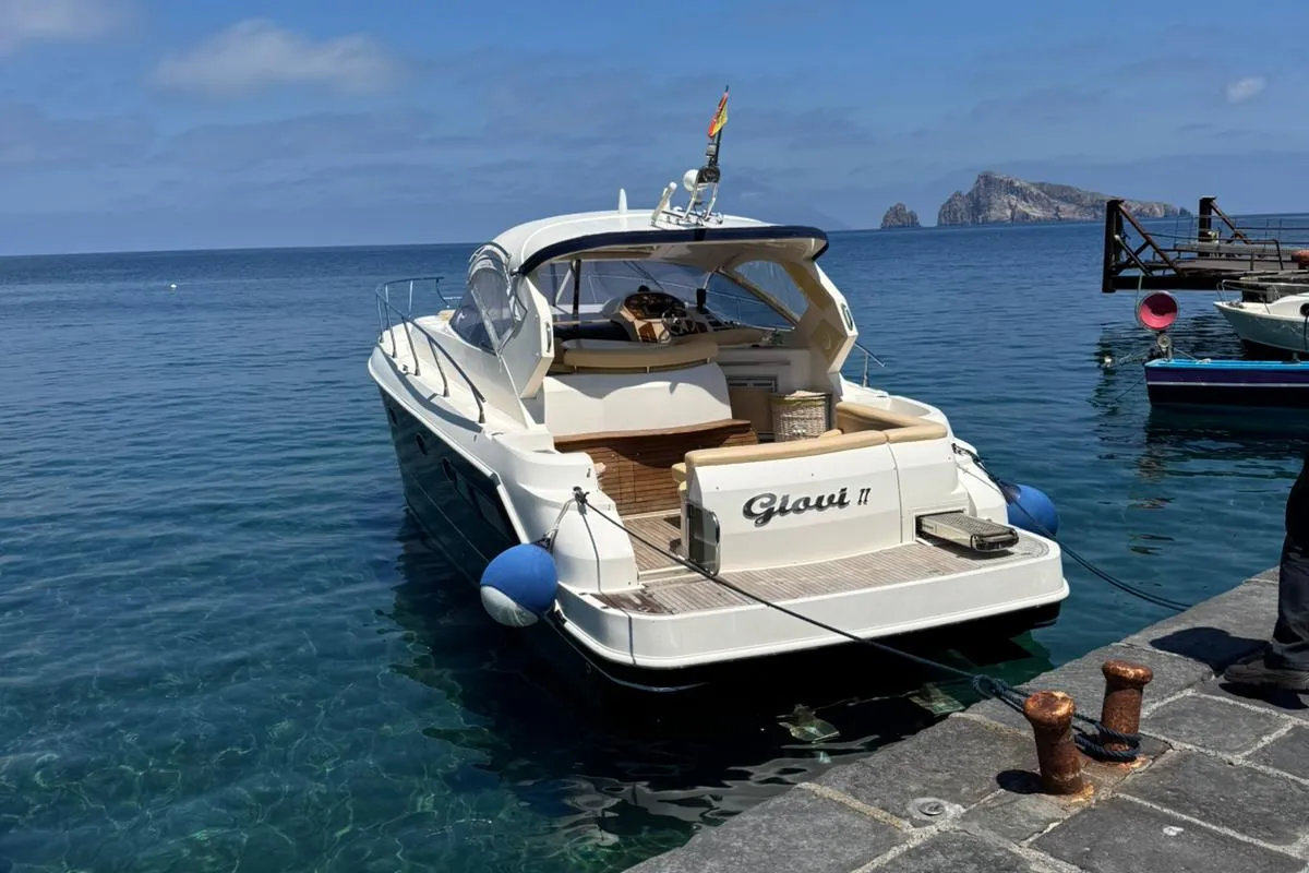 Exterior view of Giovi II, a Mano Marine 35 HT motor yacht at Tonnarella, Italy