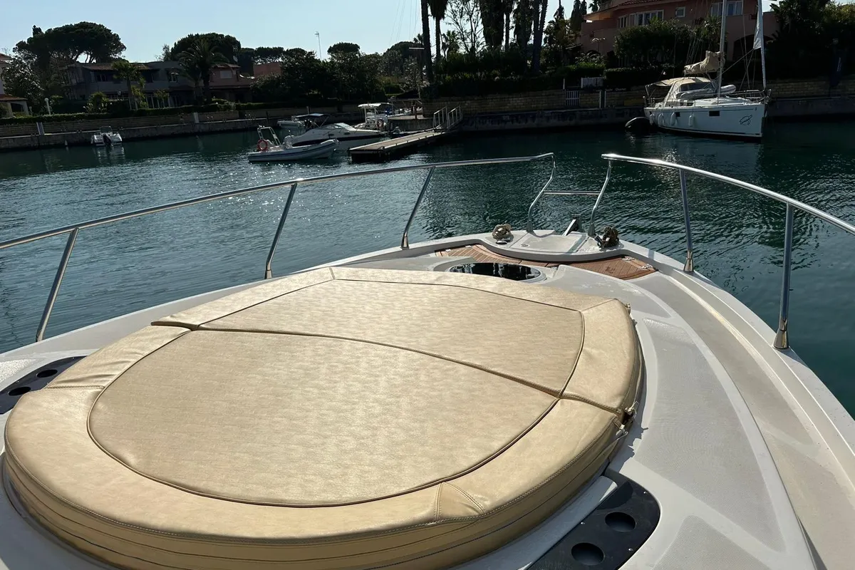Deck of Giovi II, a Mano Marine 35 HT motor yacht at Tonnarella, Italy