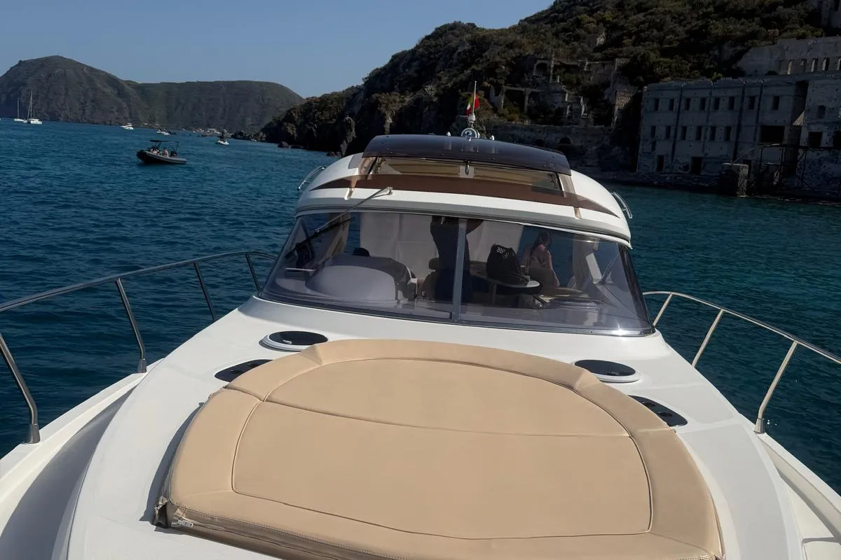 Deck of Giovi II, a Mano Marine 35 HT motor yacht at Tonnarella, Italy