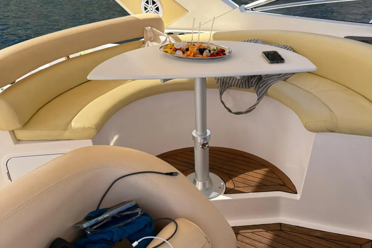 Deck of Giovi II, a Mano Marine 35 HT motor yacht at Tonnarella, Italy