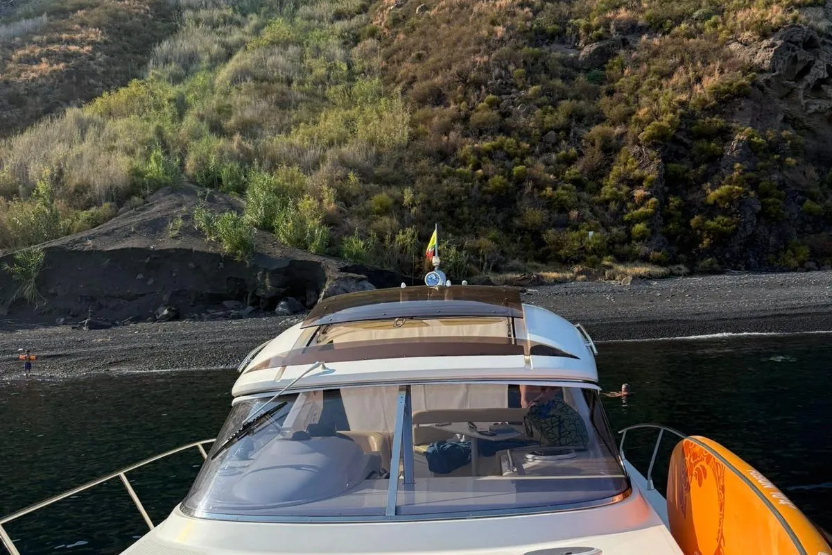 Deck of Giovi II, a Mano Marine 35 HT motor yacht at Tonnarella, Italy