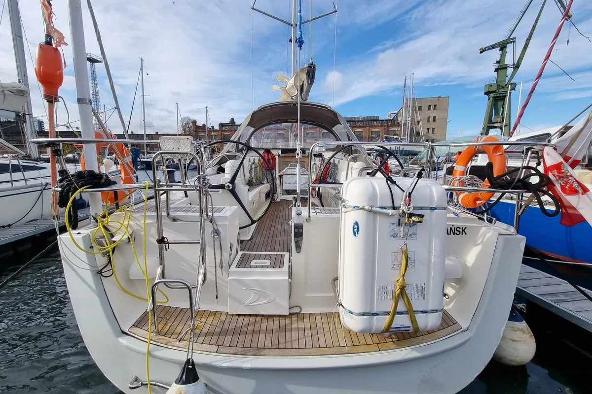 Deck of Yachting, a Delphia 47 sailboat at Gdańsk, Poland