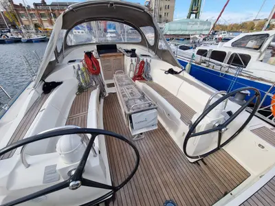 Cockpit of Yachting, a Delphia 47 sailboat at Gdańsk, Poland