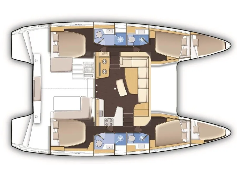 Floor plan of Tato, a Lagoon 42 catamaran at La Spezia, Italy