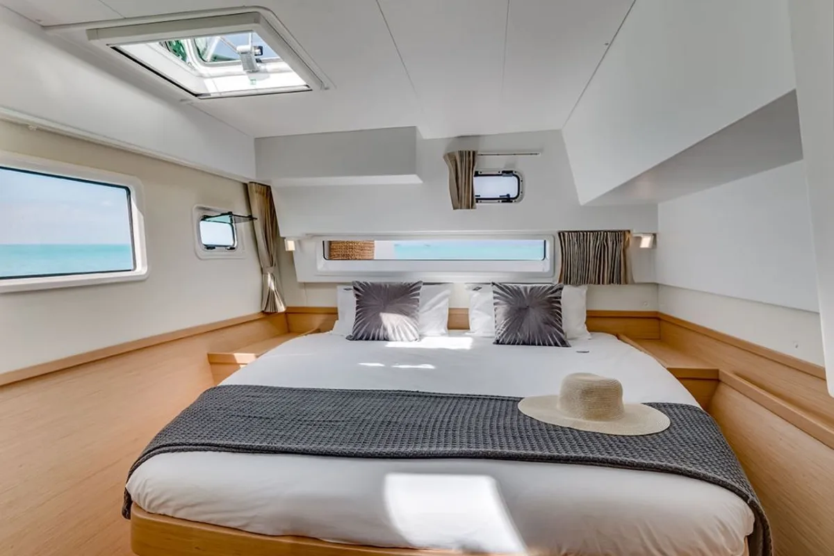 Cabin on Tato, a Lagoon 42 catamaran at La Spezia, Italy