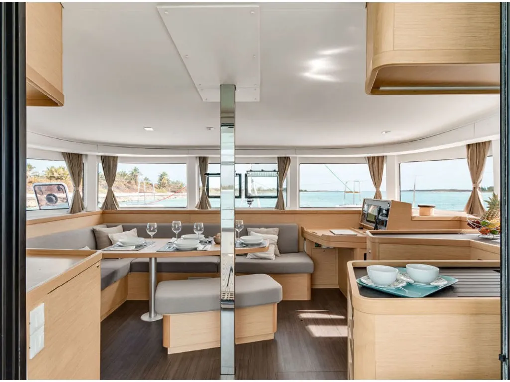 Salon of Tato, a Lagoon 42 catamaran at La Spezia, Italy