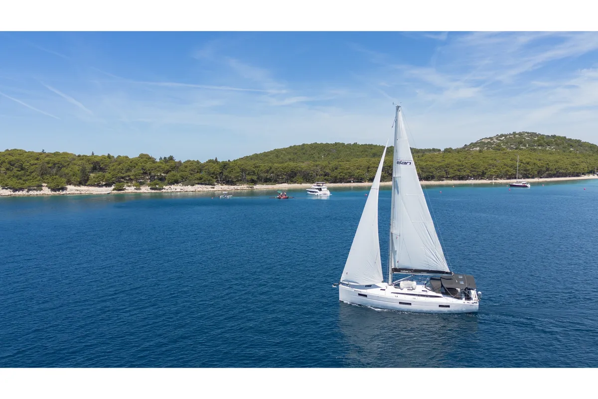 Exterior view of Seabee Alpha, a Elan Impression 45 sailboat at Split, Croatia