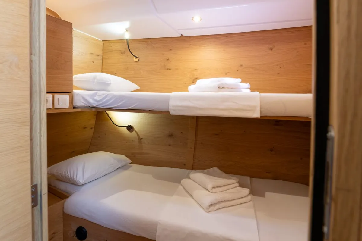 Cabin on Seabee Alpha, a Elan Impression 45 sailboat at Split, Croatia