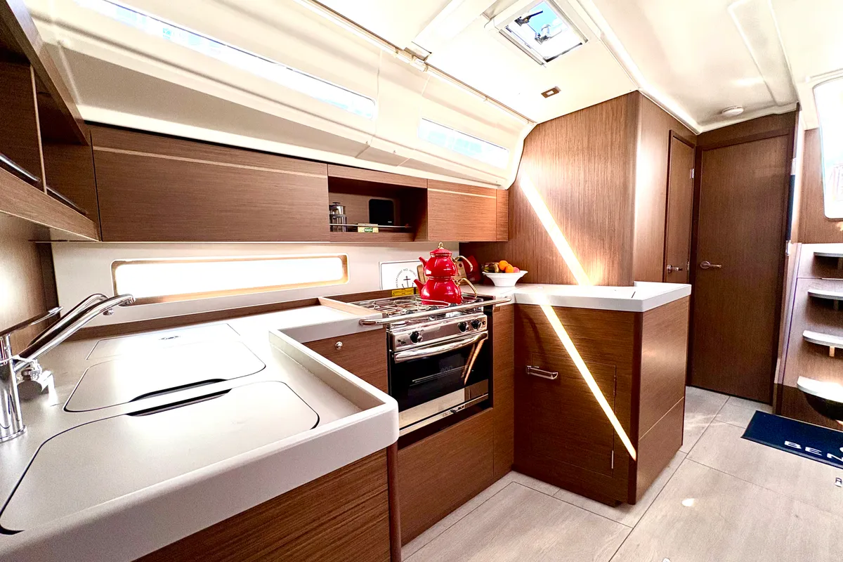 Galley of Bestsennyy, a Beneteau Oceanis 40.1 sailboat at Fethiye, Turkey