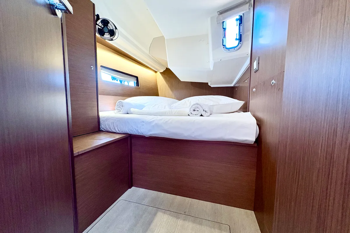 Cabin on Bestsennyy, a Beneteau Oceanis 40.1 sailboat at Fethiye, Turkey