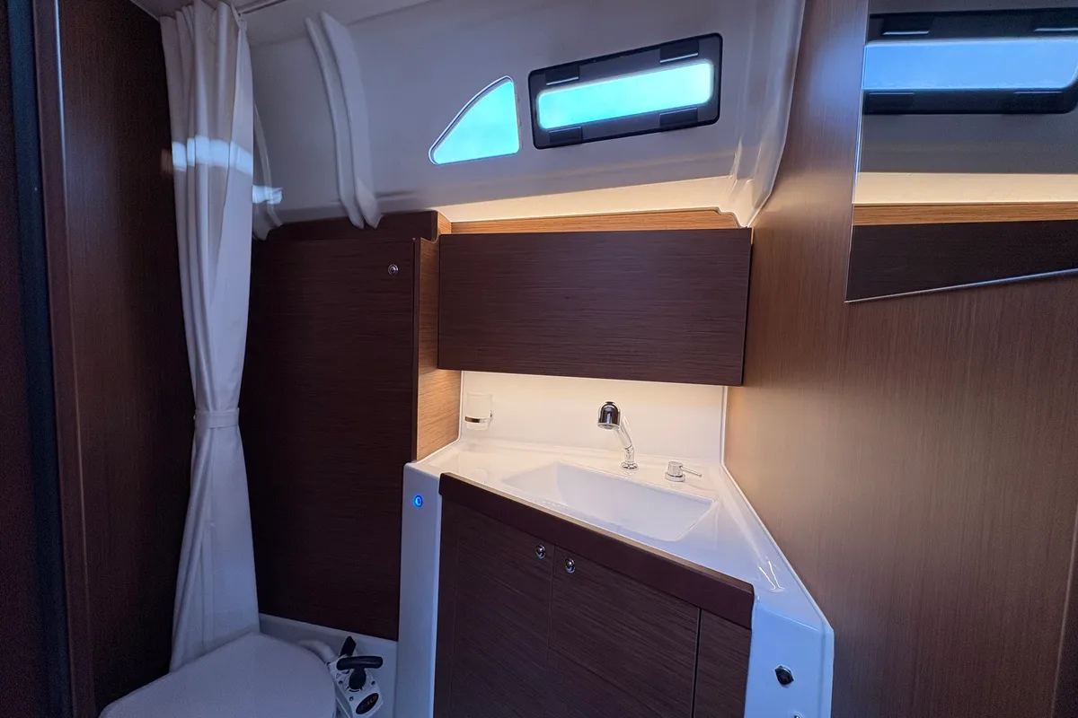 Head on Bestsennyy, a Beneteau Oceanis 40.1 sailboat at Fethiye, Turkey