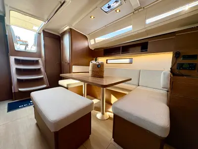 Salon of Bestsennyy, a Beneteau Oceanis 40.1 sailboat at Fethiye, Turkey