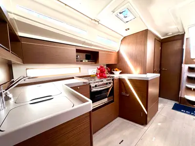 Galley of Bestsennyy, a Beneteau Oceanis 40.1 sailboat at Fethiye, Turkey