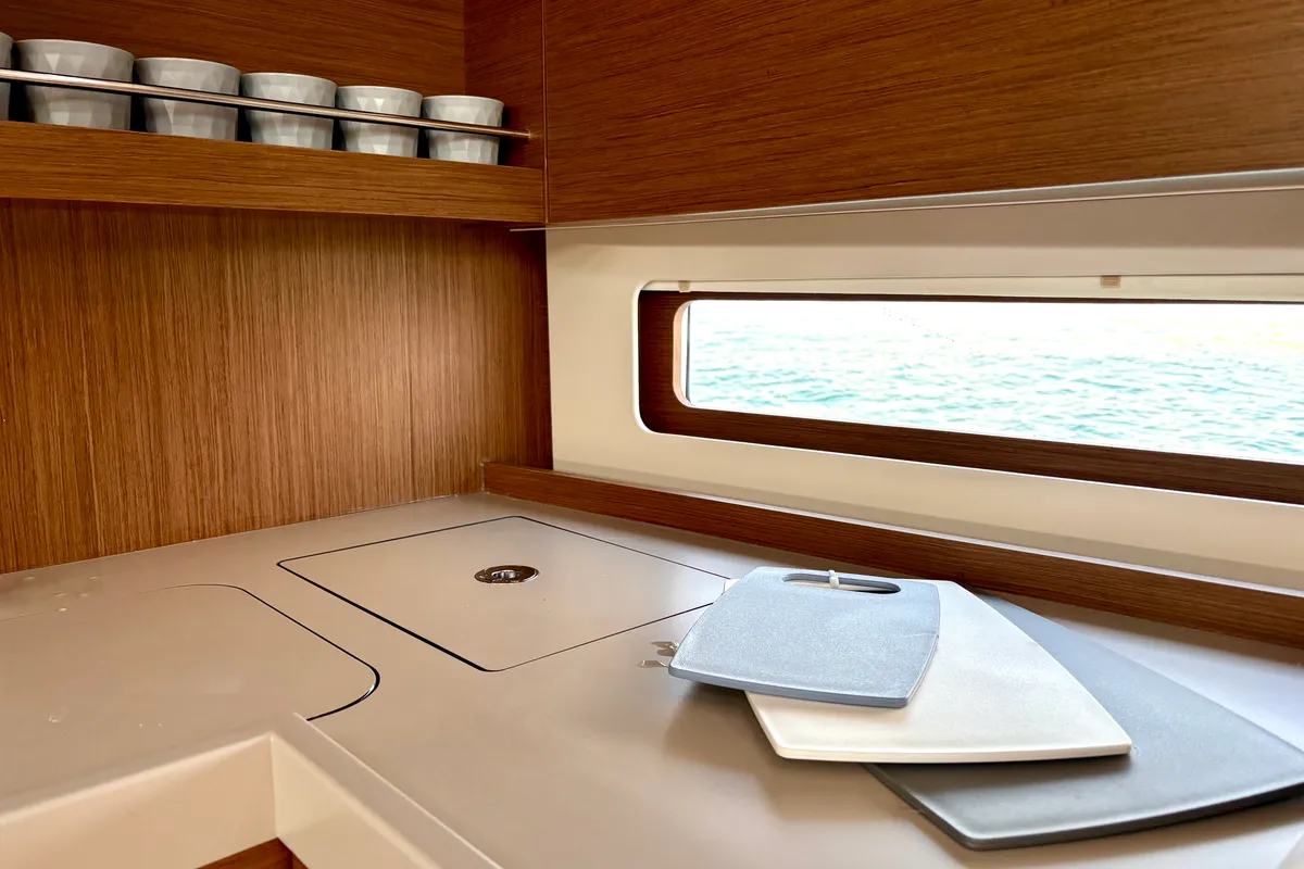 Galley of Bestsennyy, a Beneteau Oceanis 40.1 sailboat at Fethiye, Turkey
