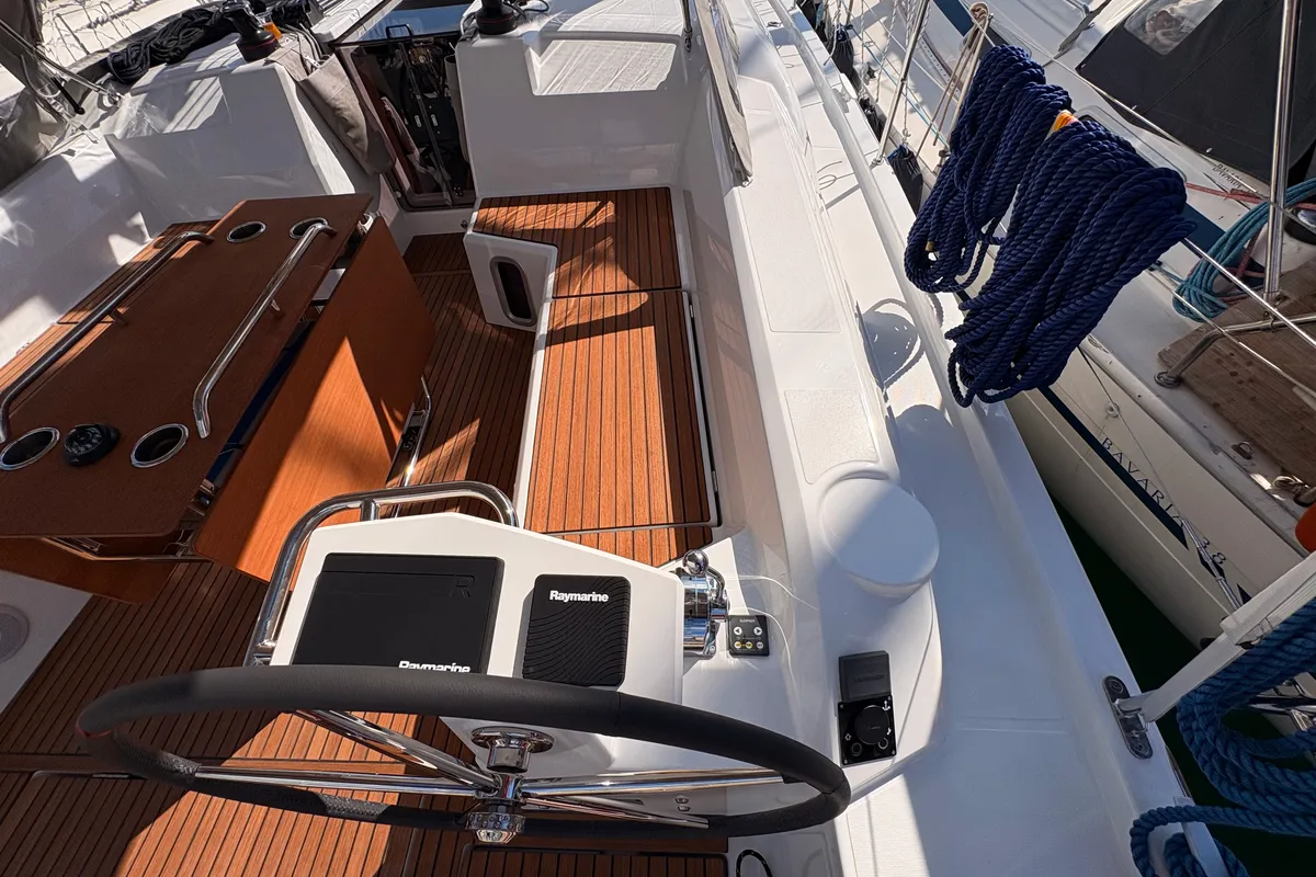 Deck of Bestsennyy, a Beneteau Oceanis 40.1 sailboat at Fethiye, Turkey