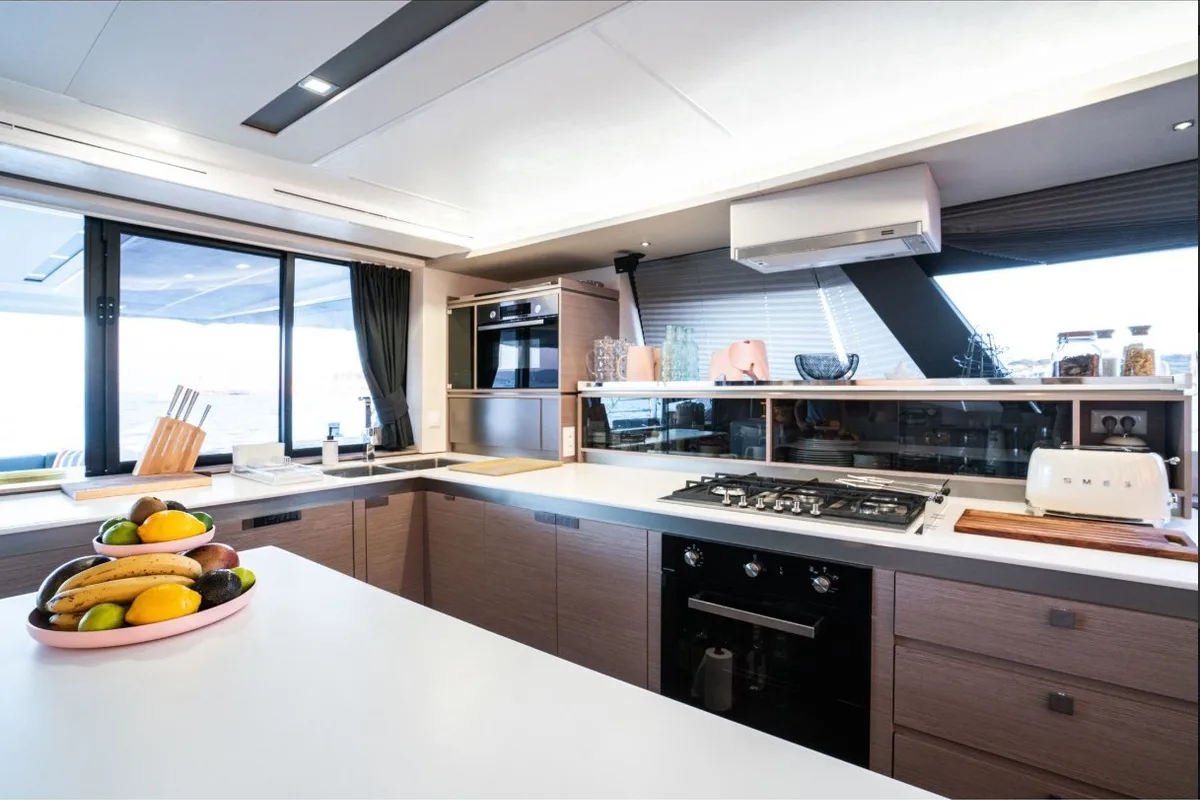 Galley of Isaé, a Fountaine Pajot Samana 59 catamaran at Cogolin, France