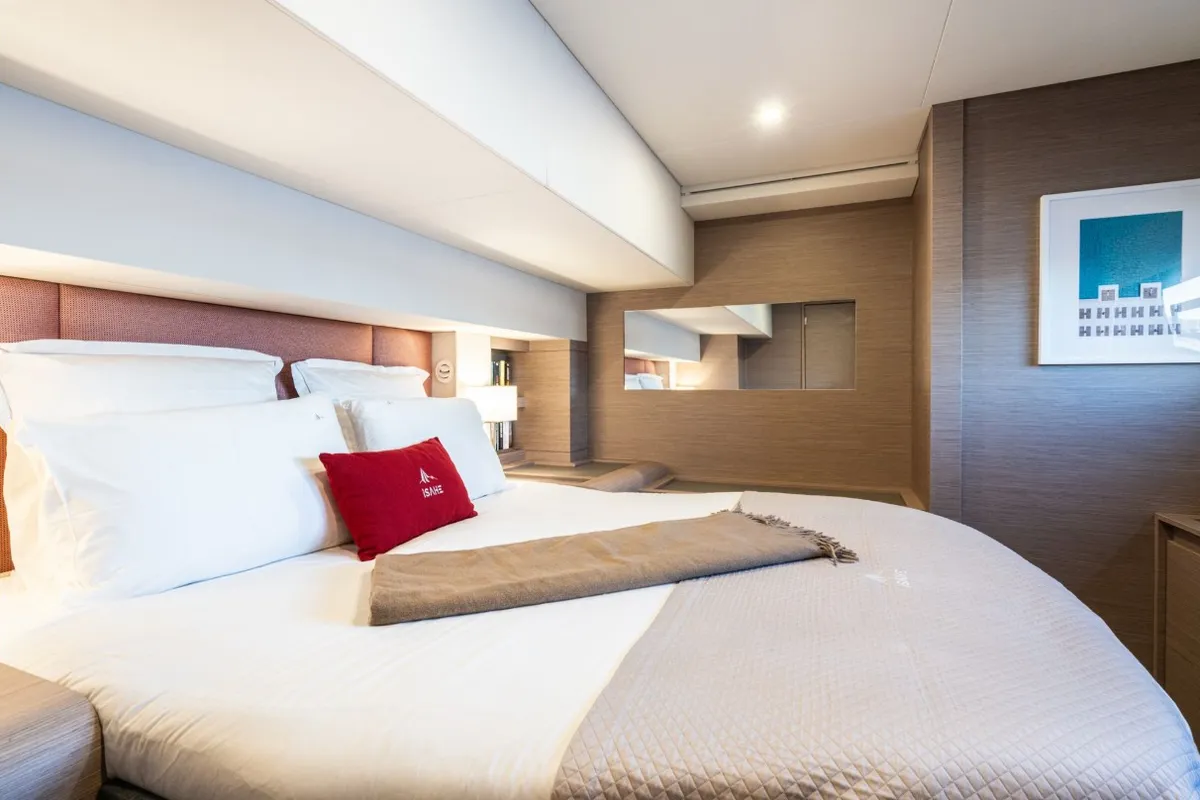 Cabin on Isaé, a Fountaine Pajot Samana 59 catamaran at Cogolin, France